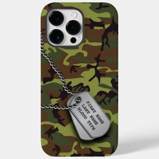 Coques Case-Mate iPhone Camo vert avec étiquette de chien (Verso)