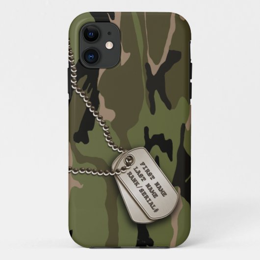 Coques Case-Mate iPhone Camo vert militaire avec l'étiquette de chien (Dos)