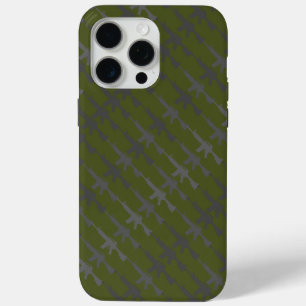 Coque iPhone 15 Pro Max Camouflage à pistolet de style militaire Police ve