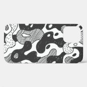 Coques Case-Mate iPhone camouflage abstrait style doodé, noir (Verso (horizontal))