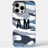 Coques Case-Mate iPhone Camouflage armée Monogramme bleu (Verso)