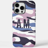 Coques Case-Mate iPhone Camouflage armée Monogramme bleu rose (Verso)