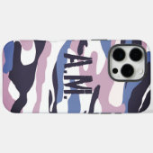 Coques Case-Mate iPhone Camouflage armée Monogramme bleu rose (Verso (horizontal))