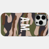 Coques Case-Mate iPhone Camouflage Armée Monogramme Vert Brown (Verso (horizontal))