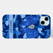 Coques Case-Mate iPhone Camouflage Bleu Brillants Personnalisé (Verso (horizontal))