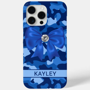 Coque iPhone 15 Pro Max Camouflage Bleu Brillants Personnalisé