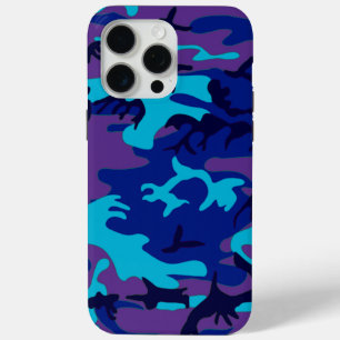 Coque iPhone 15 Pro Max Camouflage bleu foncé et violet