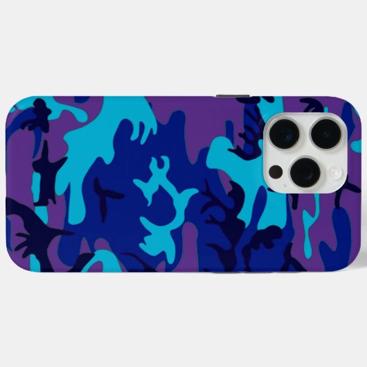 Coques Case-Mate iPhone Camouflage bleu foncé et violet (Verso (horizontal))