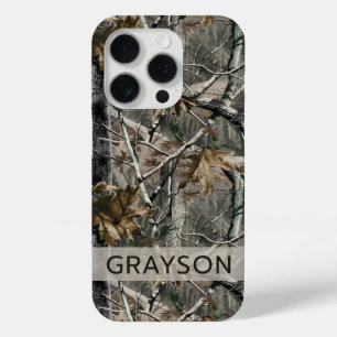 Coque iPhone 15 Pro Camouflage Branches de Forêt Personnalisé