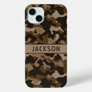 Coque iPhone 15 Mini Camouflage Brun Personnalisé