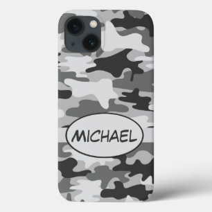 Coques Pour iPhone Camouflage gris Nom Personnalisé