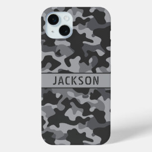 Coque iPhone 15 Mini Camouflage gris personnalisé