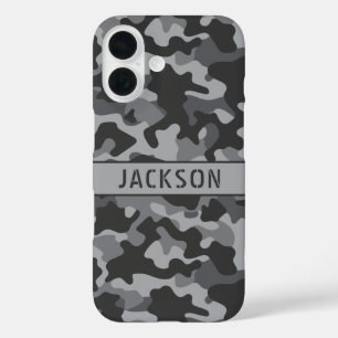 Coques iPhone 16 Camouflage gris personnalisé