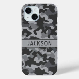 Coque Pour iPhone 15 Camouflage gris personnalisé