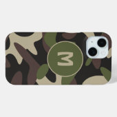 Coques Case-Mate iPhone Camouflage militaire Vert Motif Brown Monogramme (Verso (horizontal))