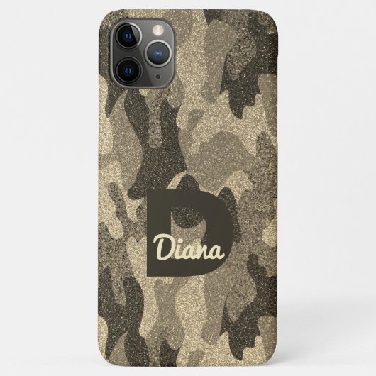 Coques Case-Mate iPhone Camouflage Parties scintillant or foncé Monogramme (Dos)