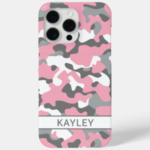 Coque iPhone 15 Pro Max Camouflage Personnalisé Rose et Gris