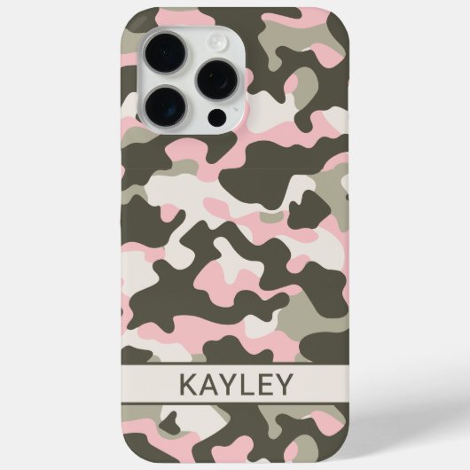 Coques Case-Mate iPhone Camouflage Personnalisé Rose et Vert (Verso)