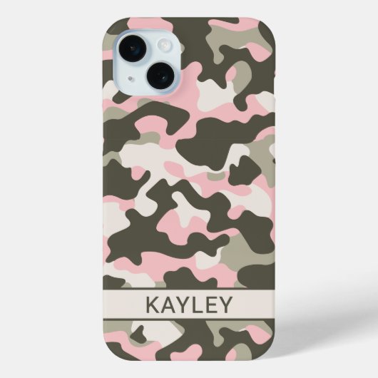 Coques Case-Mate iPhone Camouflage Personnalisé Rose et Vert (Verso)