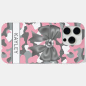 Coques Case-Mate iPhone Camouflage Personnalisé Rose Gris Brillante (Verso (horizontal))