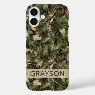 Coques iPhone 16 Plus Camouflage Pins et Feuilles Personnalisé