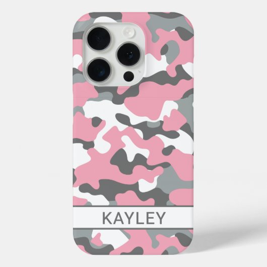 Coques Case-Mate iPhone Camouflage Rose et Gris Personnalisé (Verso)