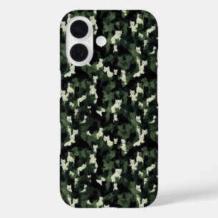 Coques iPhone 16 Camouflage vert Motif Chat