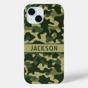 Coque Pour iPhone 15 Camouflage Vert Personnalisé