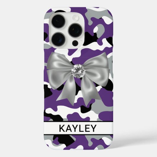 Coques Case-Mate iPhone Camouflage Violet Noir Personnalisé Brillamment (Verso)