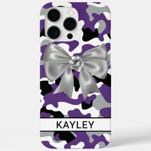 Coques Case-Mate iPhone Camouflage Violet Noir Personnalisé Brillamment (Verso)