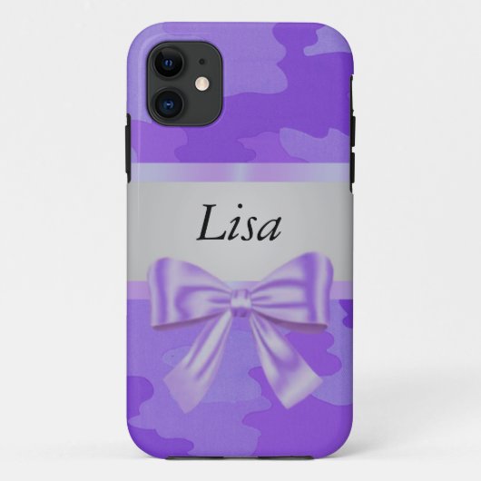 Coques Case-Mate iPhone Camouflage violet personnalisé Bow pourpre (Dos)