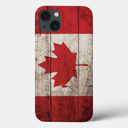 Coques Case-Mate iPhone Canada Flag on Old Wood (Verso)