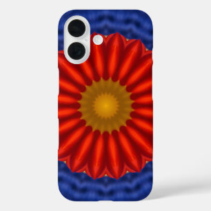 Coques iPhone 16 Canard bleu avec kaléidoscope rouge