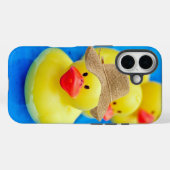Coques Case-Mate iPhone Canard en caoutchouc jaune avec Casquette d'été (Verso (horizontal))