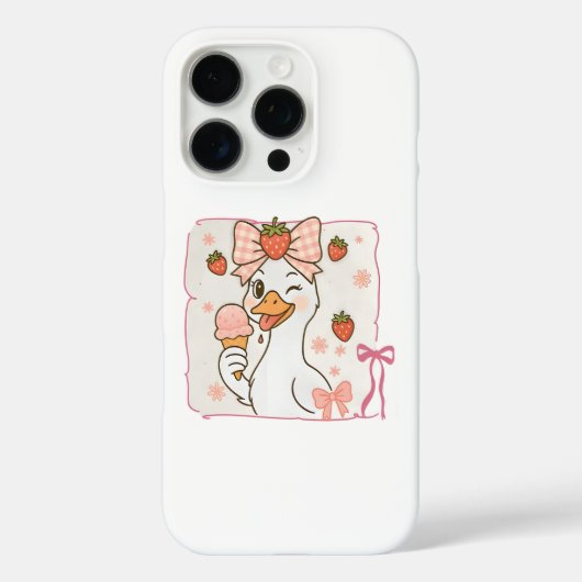 Coques Case-Mate iPhone Canard Kawaii avec crème glacée fraise (Verso)