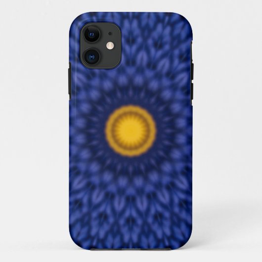 Coques Case-Mate iPhone Canard sur fond bleu avec kaléidoscope jaune (Dos)
