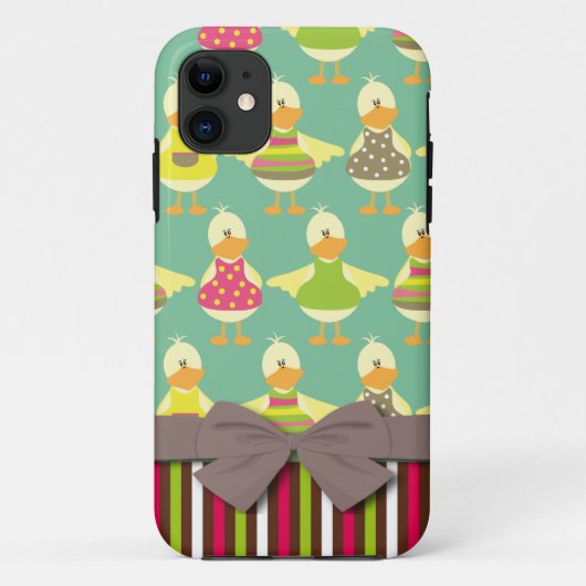 Coques Case-Mate iPhone canards mignons d'été et rayures (Dos)