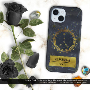 Coques iPhone 16 Cancer Dark Zodiac Astrologie : Noir & Or