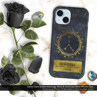Coques iPhone 16 Cancer Dark Zodiac Astrologie : Noir & Or