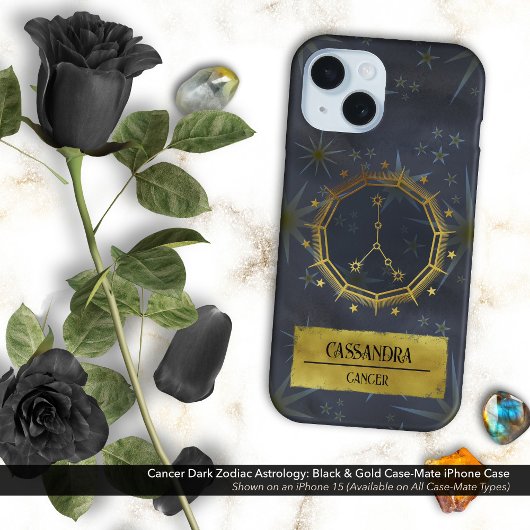 Coques Case-Mate iPhone Cancer Dark Zodiac Astrologie : Noir & Or