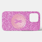 Coques Case-Mate iPhone Cancer du sein Parties scintillant de ruban rose (Verso (horizontal))