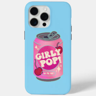 Coque iPhone 15 Pro Max Canette de soda cerise Girly Pop Rose rétro Y2K