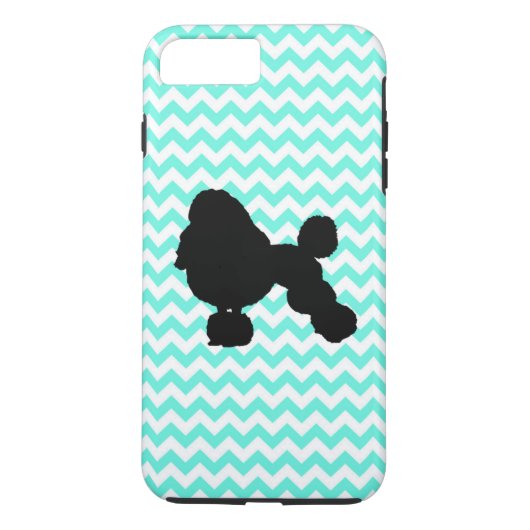 Coques Case-Mate iPhone Caniche Au Chevron Bleu Léger (Dos)