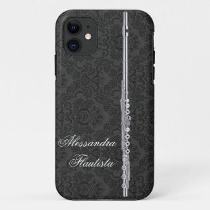 Case-Mate iPhone Case Cannelure argentée sur la damassé noire