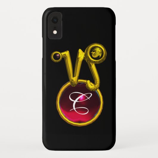 COQUES Case-Mate iPhone CAPRICORN GOLD ZODIAC SIGNE ROUGE RUBY MONOGRAMME (Dos)