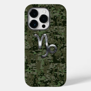 Coque Pour iPhone 14 Pro Capricorn Zodiac Connexion Camo vert olive