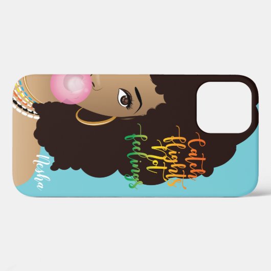 Coques Case-Mate iPhone Capture Vol Pas Sentiments, Femme Noire, Gomme Ble (Verso (horizontal))