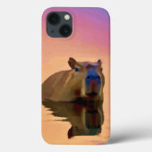 Coques Case-Mate iPhone Capybara émergeant d'un lac d'art paisible (Verso)