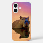 Coques Case-Mate iPhone Capybara émergeant d'un plan d'eau paisible (Verso)