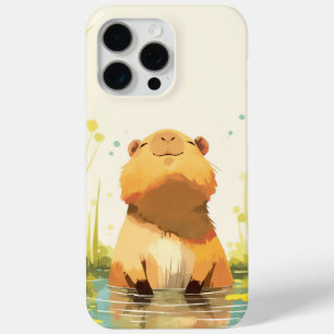 Coque iPhone 15 Pro Max Capybara profitant de l'eau